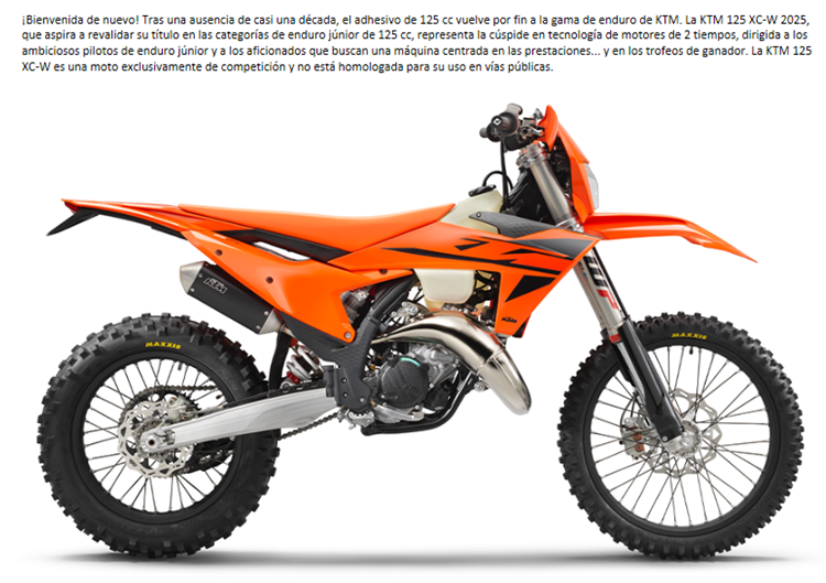 MOTO KTM 125 XC-W 2025